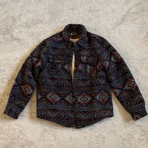 Jachs New York Men's Geometric Pattern Shirt Jacket - Black and Red